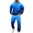 thumbnail image 2 of ConairieSweatsuits for Men Set 2 Piece Color Patchwork Loose Fit Hoodie Sweatshirt and Joggers Sweatpants Sets Versatile Fall Winter Long Sleeve Pullover Suit with PocketBlueS, 2 of 5