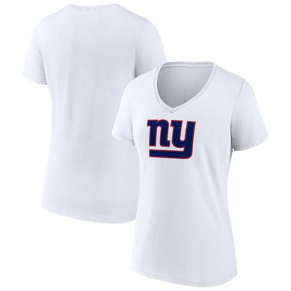 Women's White New York Giants Primary Team Logo V-Neck T-Shirt