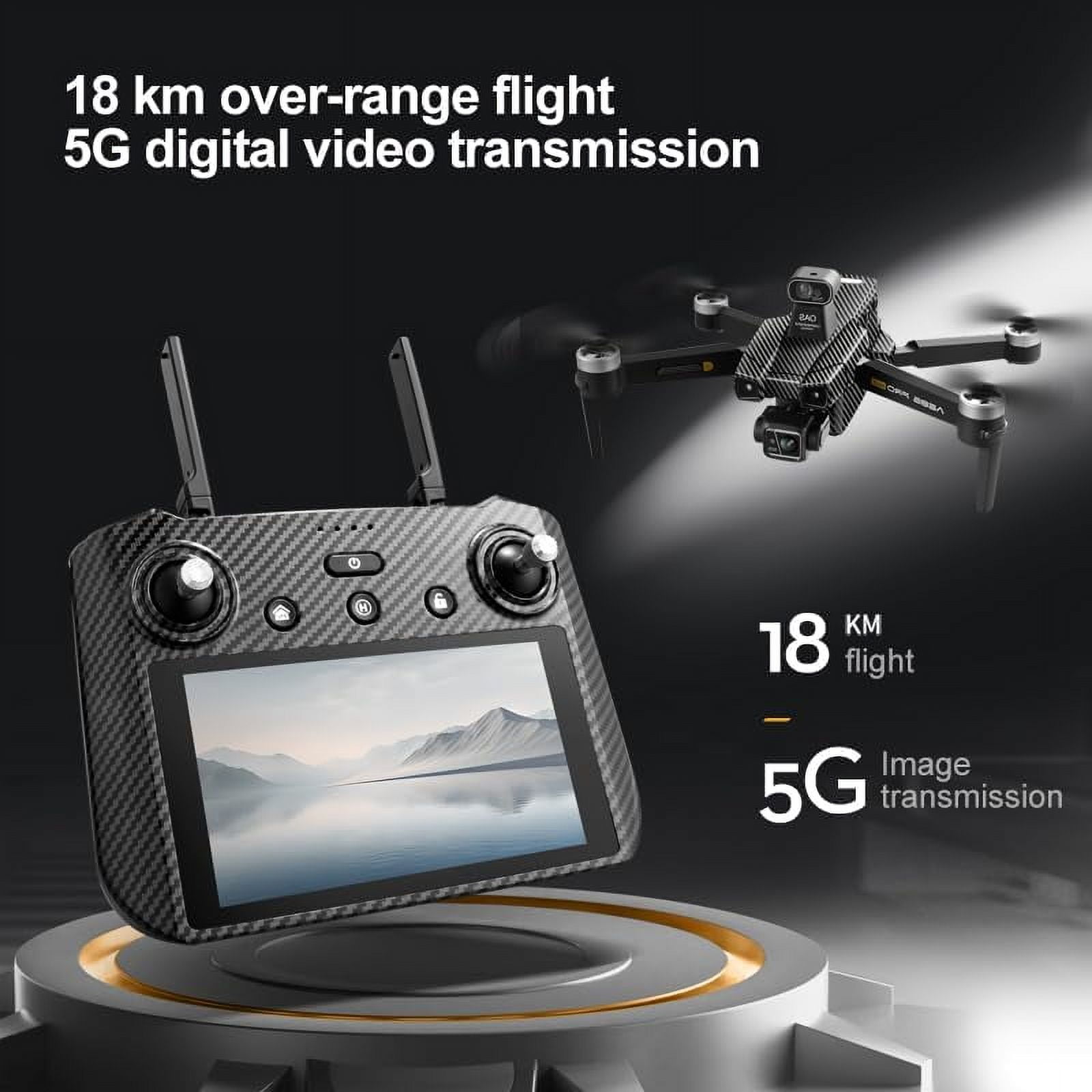 AE86 Pro Max Screen Control Aerial Drone with Obstacle Avoidance, 48-Minute Flight Time, 3-Axis Stabilized Gimbal, Aerial Camera, Black/Grey