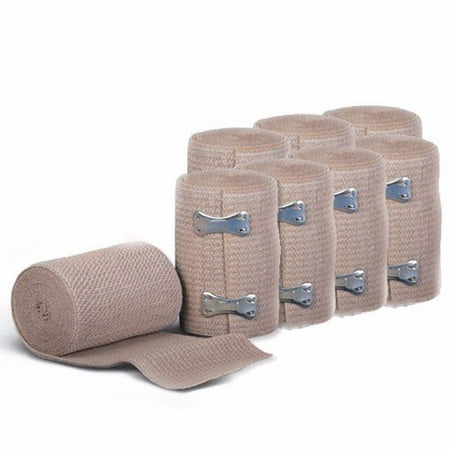 Wideskall® 5' Feet x 3" inch Elastic Compression Wrap Bandage w/ Clips, 8 Rolls