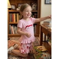thumbnail image 4 of BemeyourBBs 2Pcs Toddler Baby Girls Summer Clothes Baseball Outfit Puff Short Sleeve Crew Neck Baseball Bow Embroidery T Shirt Tops and Elastic Waist Shorts Set, 4 of 9