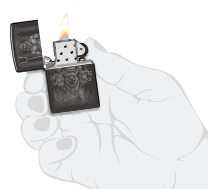 Zippo Lighter - Customized Engraved Message on Windproof Guardian Design 46264