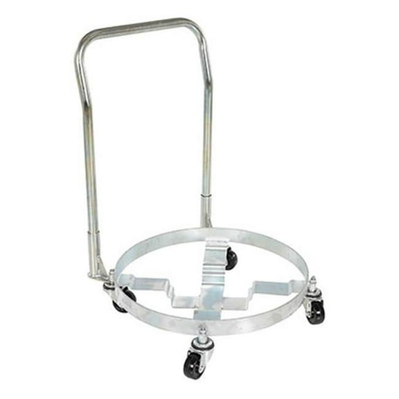 Vestil DRUM-QUAD-H-HDL 900 lbs 31.56 x 31.56 x 35.68 in. Steel Multipurpose Drum Dolly with Handle - Silver