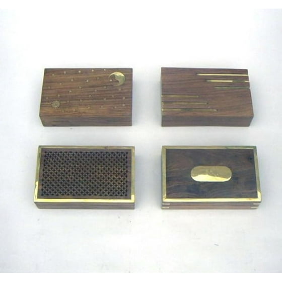 India Overseas Trading Sh1040 Brass Inlaid Wooden Box Com