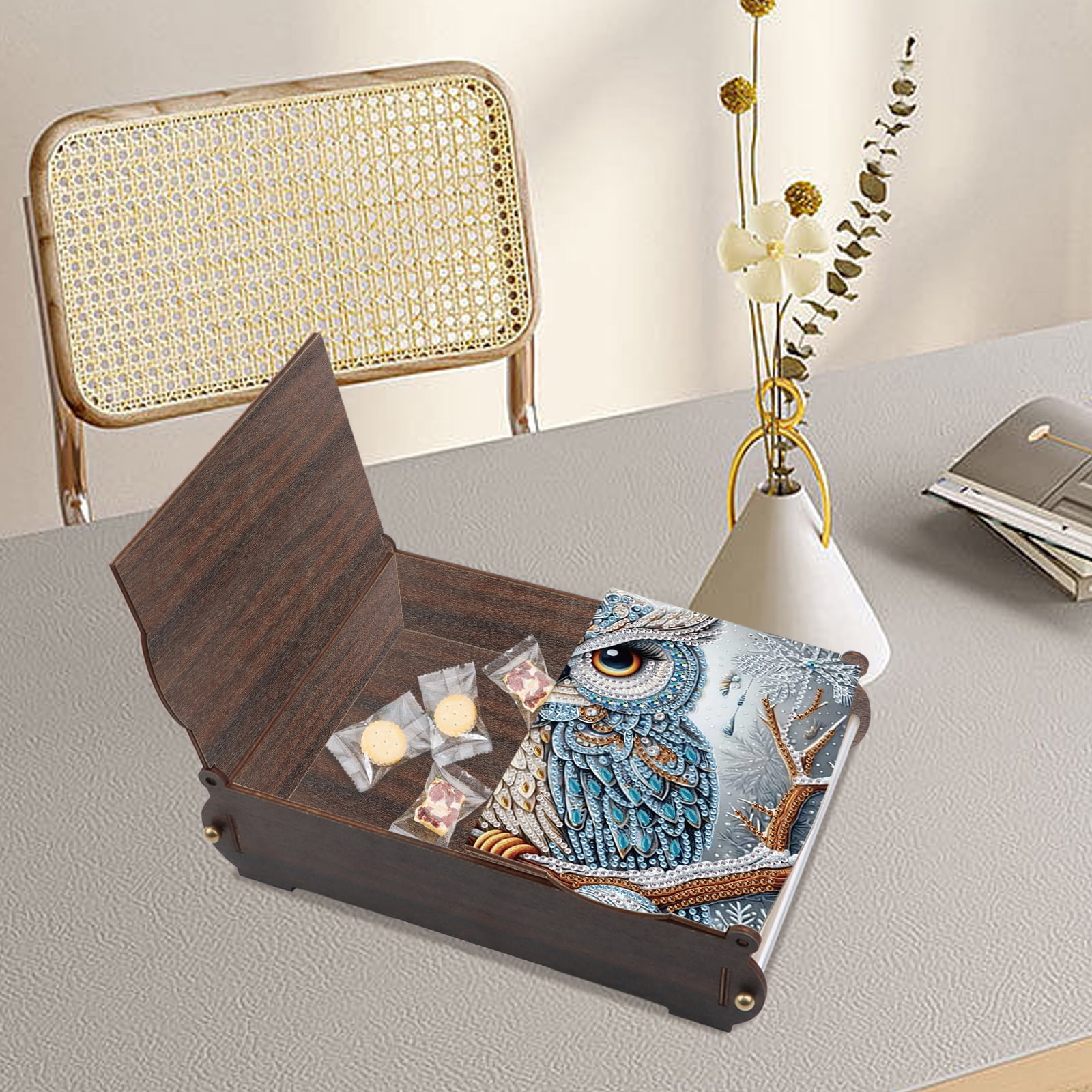 Diamond Painting Kit Storage Box Bold Owl DIY Multi-Functional Craft Storage Box Perfect for Home Offices and Holiday Gifts