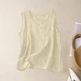 thumbnail image 3 of Womens Cotton Linen Tank Tops Dressy Causal V Neck Sleeveless Gauze Tshirts Blouse Summer Loose Fit Flowy Cami Shirt Beige S, 3 of 3