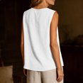 thumbnail image 5 of New Women’s Button down Vest Cotton Linen V Neck Sleeveless Shirts Casual Loose Summer Casual Jacket Waistcoat White XL, 5 of 6