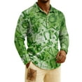 thumbnail image 2 of Men's St. Patrick's Day Shamrock Plaid Polo Collar Long Sleeve Pullover Top, 2 of 6
