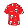 thumbnail image 4 of Panda And Love On Valentine'S Day Men's 3d Print Casual Button Down Shirts, Novelty Hawaiian Short Sleeves S, 4 of 8