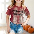 thumbnail image 2 of 2DXuixsh Vêtements Filles Enfants Filles T-Shirt Rétro Imprimé Manches Courtes Col Rond Décontracté Ample Basique Hauts Vêtements Bébé Fille Kaki Taille 160, 2 of 5