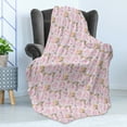thumbnail image 4 of Landscape Soft Flannel Fleece Throw Blanket, Print of Pastel Pink Tones Roses Butterflies Romantic Design Composition, Cozy Plush for Indoor and Outdoor Use, 70" x 90", Rose Pale Orange, by Ambesonne, 4 of 5