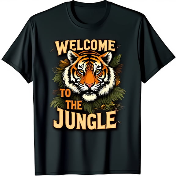 Wild Adventure Black T-Shirt with Graphic Welcome to the Jungle