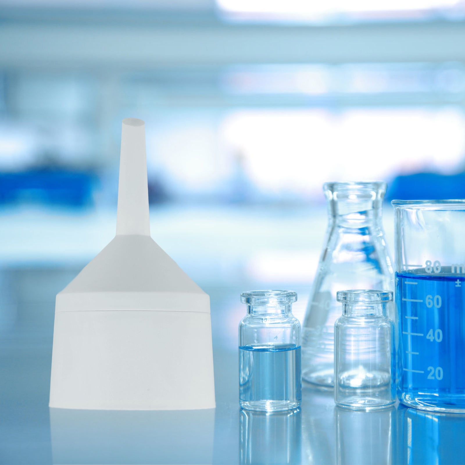 COMPUKAS White Plastic Filter Funnel for Laboratory and Kitchen Liquid Transfer