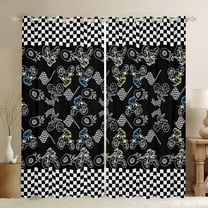 Feelyou Motorcycle Sport Boys Black Out Curtains, Black Dirt Bike Lover Curtains Pack of 2 (42x63 Each), Extreme Sports Bedroom Curtains, Curtains and Drapes Home Decor