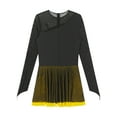thumbnail image 6 of inhzoy Womens Figure Skating Dance Dress Shiny Rhinestone Long Sleeve Ballet Dance Leotard Dress Yellow S, 6 of 8