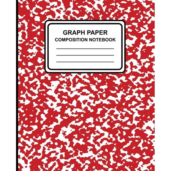 Graph Paper Composition Notebook : Marble (Red), 7.5" x 9.25", Graph Paper / Grid Notebook, 100 Pages, Professional Binding (Paperback)