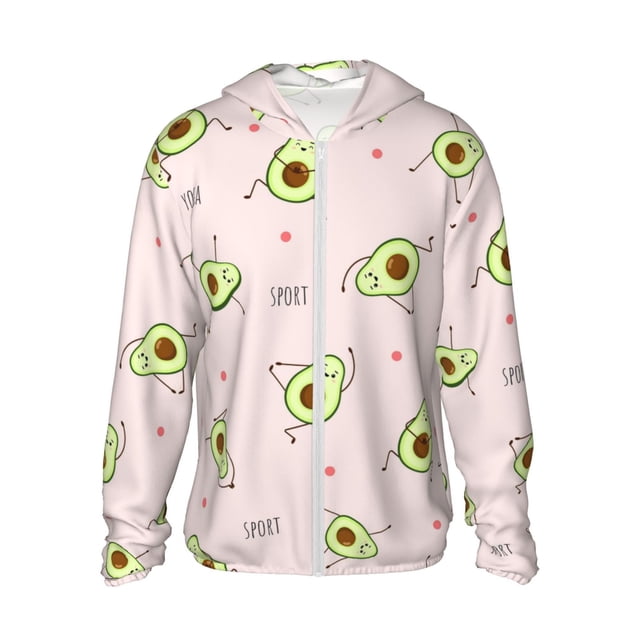 Fotbe Avocado Doing Sport Yoga Chaqueta con Protección Solar UPF 50+ para Hombre y Mujer, Camisa con Capucha y Bolsillos-3X-Large
