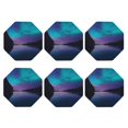 thumbnail image 2 of Honeii Night At Lake Aurora Print Leather Coaster Set of 6, Ideal for Safeguarding Your Furniture from Drinks Spills and Effortless Cleanup,Octagon, 2 of 7