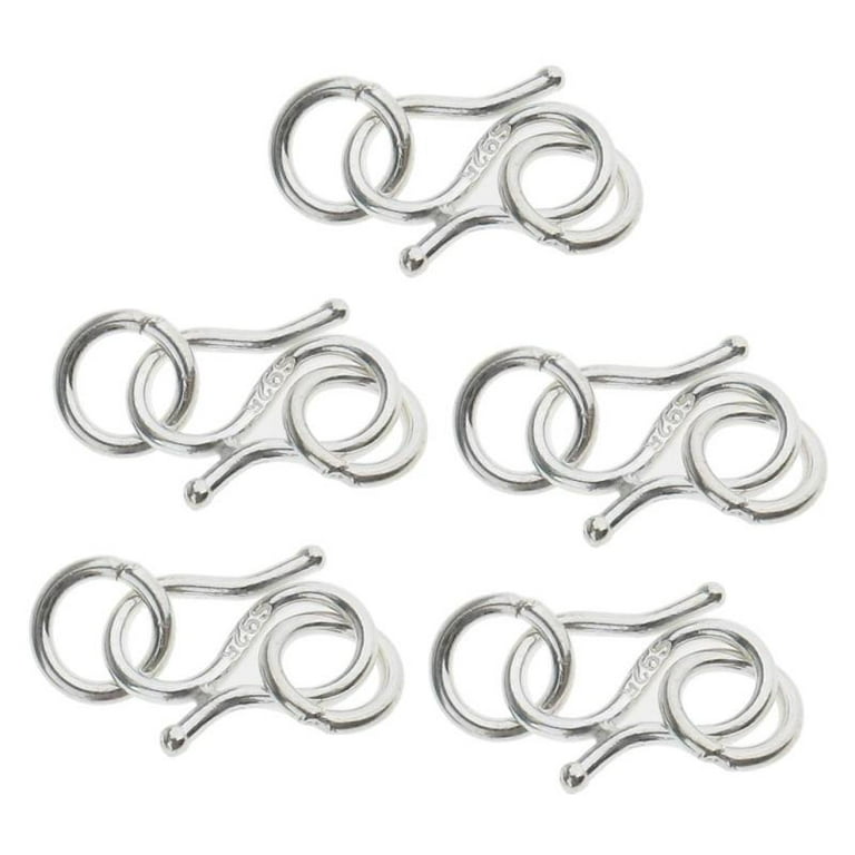 5pc, Silver Necklace Clasps, Hook Clasps, Bracelet Findings