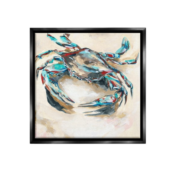 Stupell Industries Abstract Nautical Crab Animals & Insects Painting Black Floater Framed Canvas Art Print Wall Art, 18 x 18