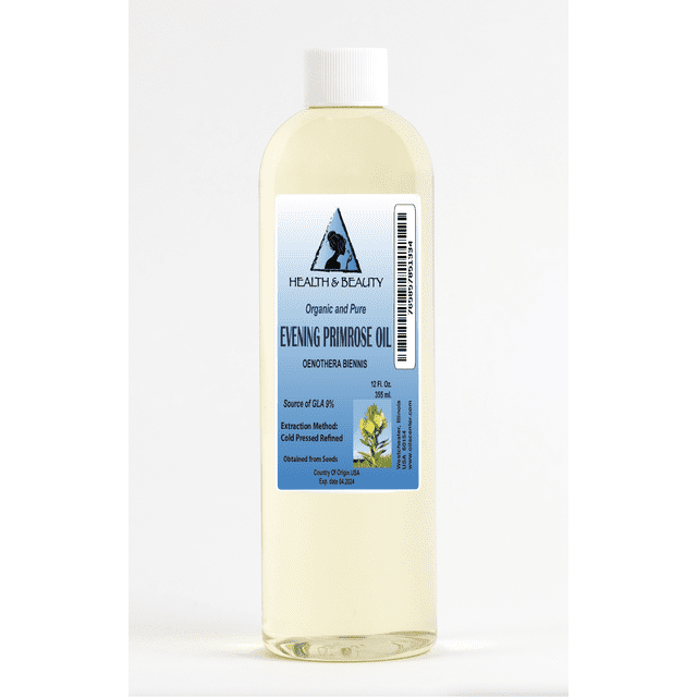 Huile d'Onagre Raffinée Biologique, Support, Pressée à Froid, pure, 12 oz