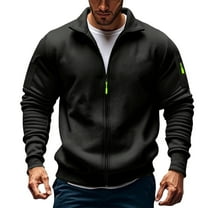 USNSM Mens Full Zip Sweatshirt Jacket Long Sleeve Fleece Thick Pullover Casual Big and Tall Golf Shirts Outerwear Black L