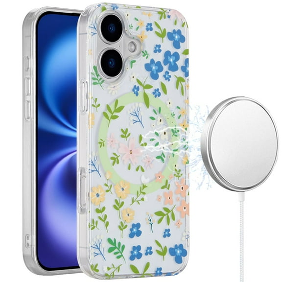 For iPhone 17 [Magnetic] Double Layer Design IMD Case - Mulitcolor Floral