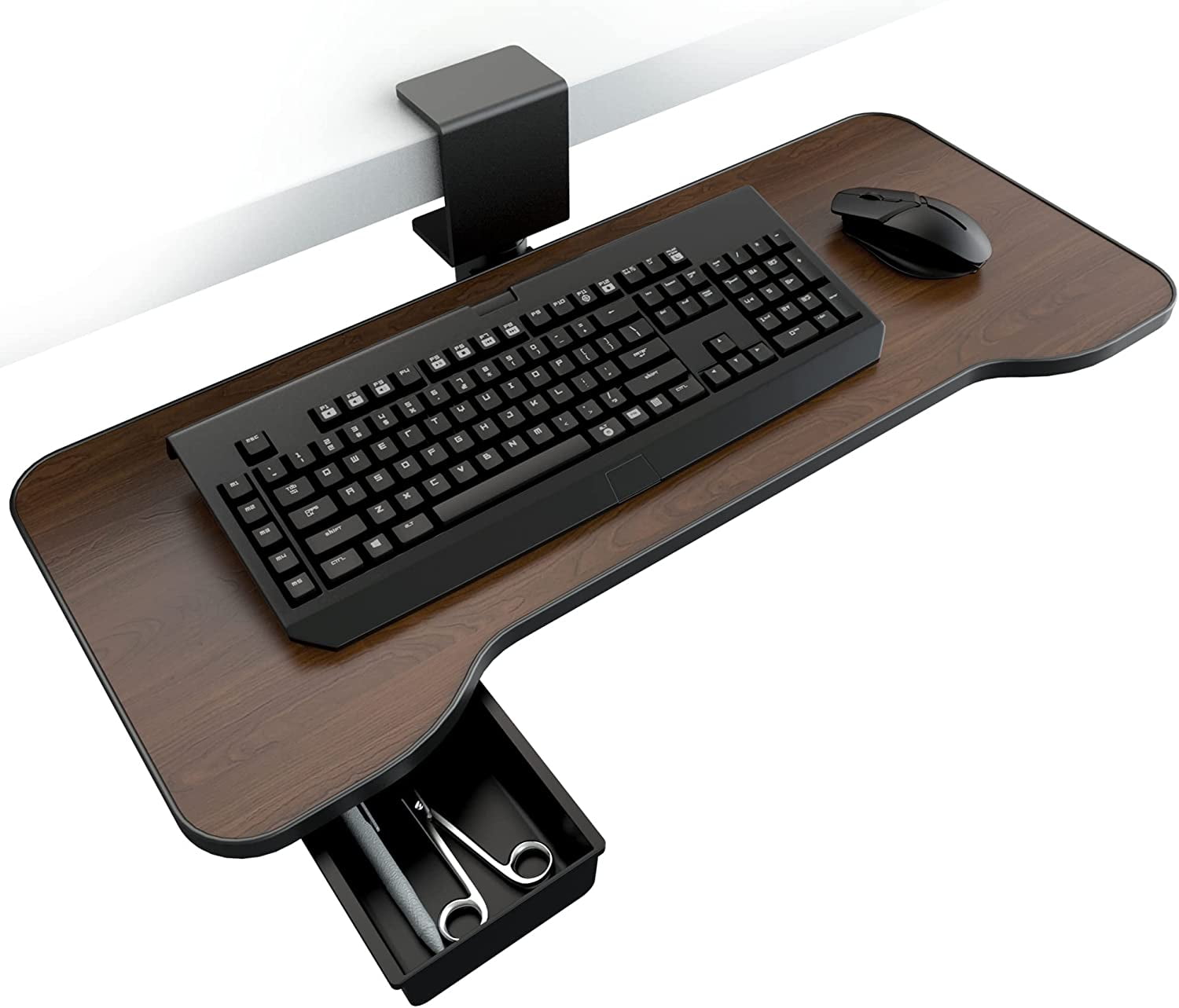Keyboard Tray Under Desk,360 Rotating Keyboard&Mouse Tray with Drawer