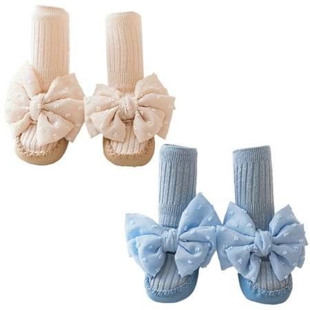 

Baby sports socks with cute bow 2-piece toddler non-slip floor socks suitable for newborn/baby/toddler