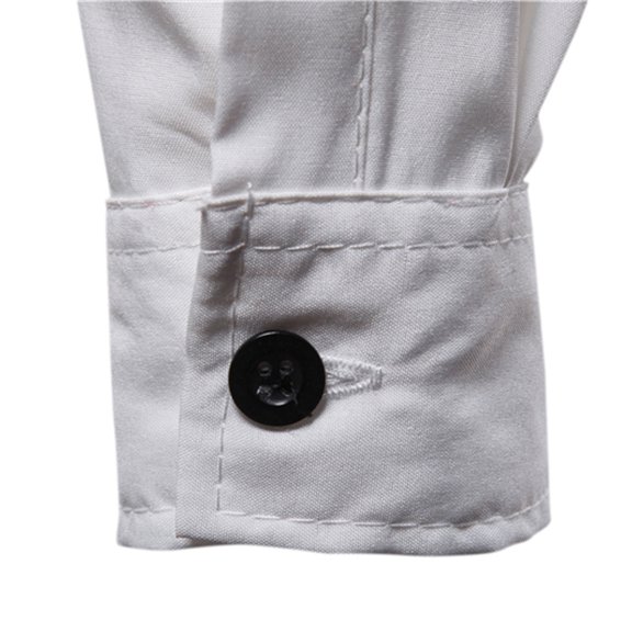 Gubotare Button Down Shirts for Men Color Personality Cut Color Matching Fashion Casual Long Sleeved Shirt (White, XL)