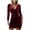 Wine, variant on AOOCHASLIY Clarance Dresses for Women 2022Fashion Women Sexy Casual Buttocks V-Neck Solid Dress Long Sleeve Dress