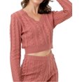 thumbnail image 4 of FashionMille Women Regular Slim Fit V-Neck Crop Top Long Sleeve Pullover Cable Knitted Sweater Top, 4 of 5