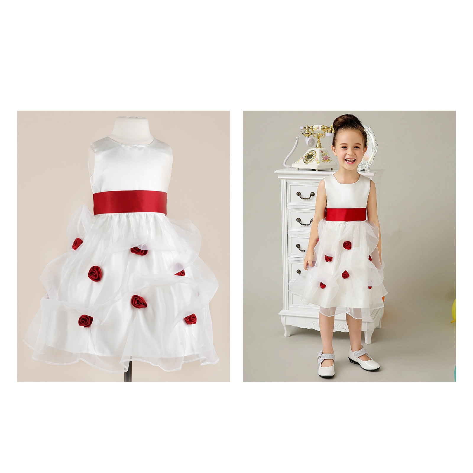 red and white combination gown
