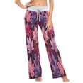 thumbnail image 2 of Women's Long Sleep Pants Home Pants Sleep Pants Wide-Leg Pants Design Elastic Fabric Casual Pants L Purple Maple Leaves, 2 of 7