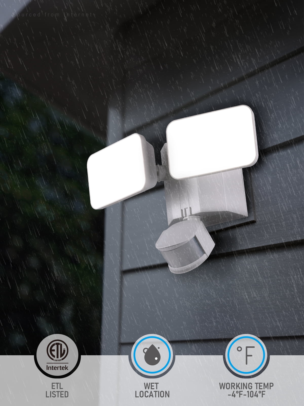 4 Pack LED Flood Light with GFCI Outlets, Motion Sensor & Dusk to Dawn Security Lamp Outdoor, Adjustable 2-Head, 5000K Daylight, White