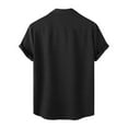 thumbnail image 3 of Elvqul Mens Short Sleeve Shirts Lapel Lightweight Cotton Linen Black Button up Loose Casual Solid Color Shirts, 3 of 9