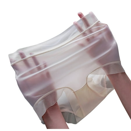 ameIAEA Ultra-Thin Ice Silk Brief Panties for Women Breathable Underwear Lace Trim Stretch Comfy Underpants