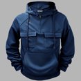 thumbnail image 2 of Jinhomg Men's Winter Outdoor Sweatshirt Thermal Comfy Fleece Lined Cargo Hoodies Big and Tall Casual Solid Long Sleeve Hooded Sweatshirt with Multi Pockets Navy S, 2 of 7