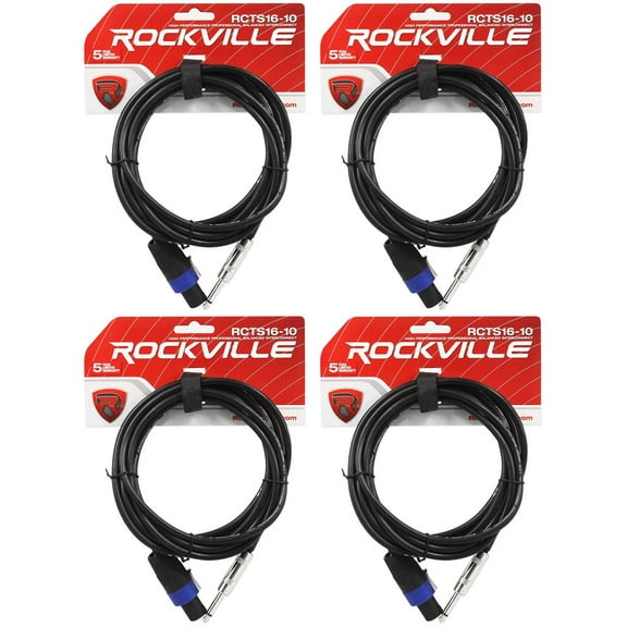 4 Rockville RCTS1610 10' 16 AWG 1/4" TS to Speakon Pro Speaker Cable 100% Copper