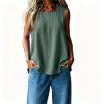 thumbnail image 4 of IUYRTFE Women Round Neck Sleeveless Tank Top with Side Slits Loose Fit Casual Summer Blouse, 4 of 7
