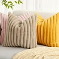 thumbnail image 6 of Cozy Faux Fur Throw Pillow Covers 12x20 Set of 2 Decorative Soft Plush Striped Lumbar Modern Farmhouse Boho Couch Pillow Cases with Velvet Back for Sofa Bed Living Room, Sage Green, 6 of 9