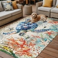 thumbnail image 2 of Fsddascl Coastal Sea Turtle Outdoor Rug for Patio/Deck/Porch, Non-Slip Large Area Rug 5 x 8 Ft, Rustic Vintage Nautical Starfish Coral Indoor Outdoor Rugs Washable Area Rugs, Camping Rug Carpet, 2 of 5