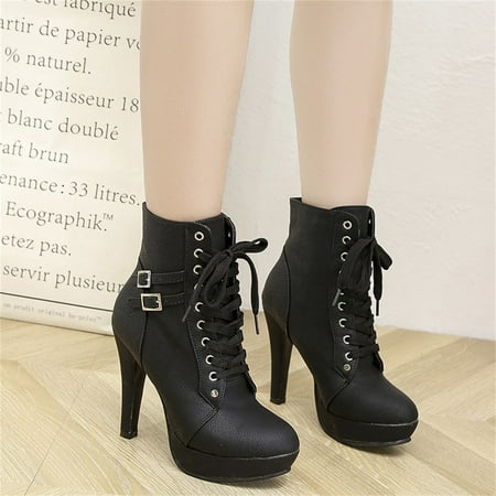 

Christmas Clearance VEKDONE Belt Buckle High-heeled Women s Shoes With Cross Straps Women s Short Boots