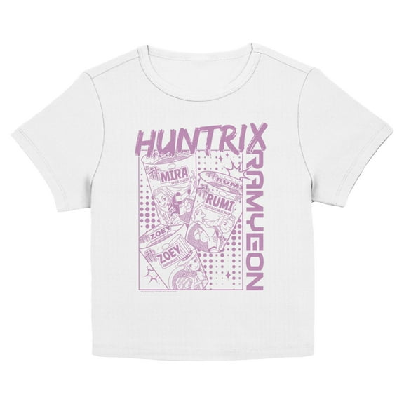 Juniors KPop Demon Hunters Zoey Mira and Rumi Ramyeon Cups T Shirt
