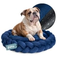 thumbnail image 1 of Cama Redonda Esquimal Azul Marino Mediana Trenzada y Lavable para Perro y Gato, 1 of 6