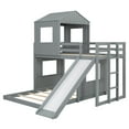 thumbnail image 4 of Newest Twin over Full Bunk Bed with Playhouse & Slide, Farmhouse Solid Wood Frame with Ladder and Guardrails,Gray, 4 of 13