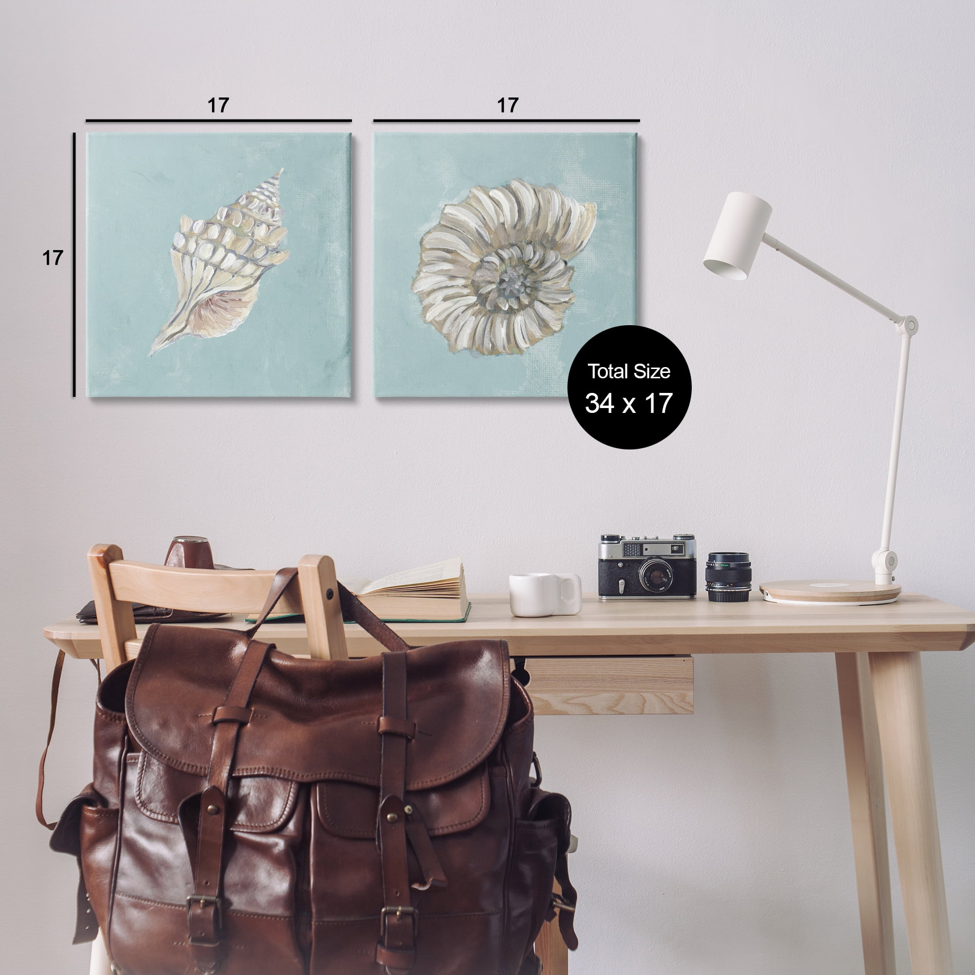 Stupell Industries Nautilus and Conch Seashells Nautical & Beach Painting Wrapped Canvas Art Print Wall Art, 17 x 17, Set of 2