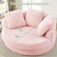 thumbnail image 4 of Muumblus 61" Oversized Round Boneless Lounge Chaise Chair Indoor, Corduroy Deep Seat Cloud Couch Sleeper Sofa Bed with 3 Pillows, No Assembly Barrel Chair for Living Room, Pink, 4 of 10