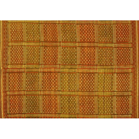 Ahgly Company Machine Washable Indoor Rectangle Oriental Yellow Traditional Area Rugs, 2' x 5'
