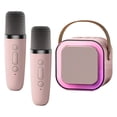 thumbnail image 1 of Mini altavoz de Karaoke con micrófono para niños y adultos, altavoz con luz colorida, máquina de Karaoke para adultos 2 micrófono rosa, 1 of 7